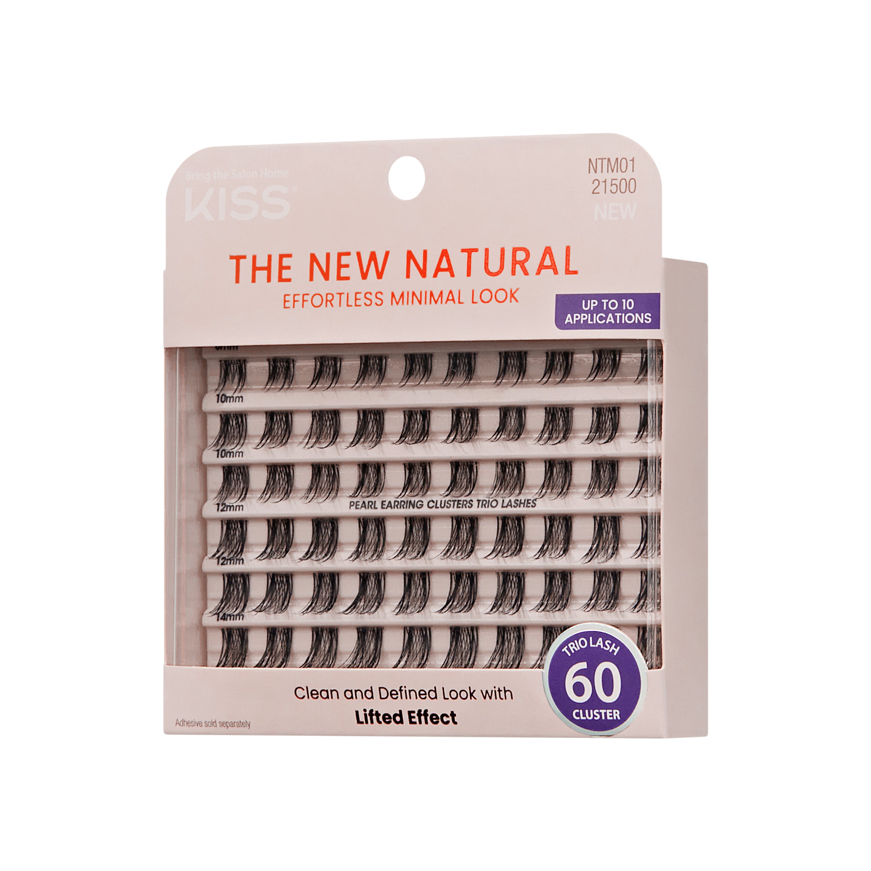 Kiss The New Natural False Eyelashes, Lash Extension Kit, Pearl Earring, 60 Trio Lash Clusters