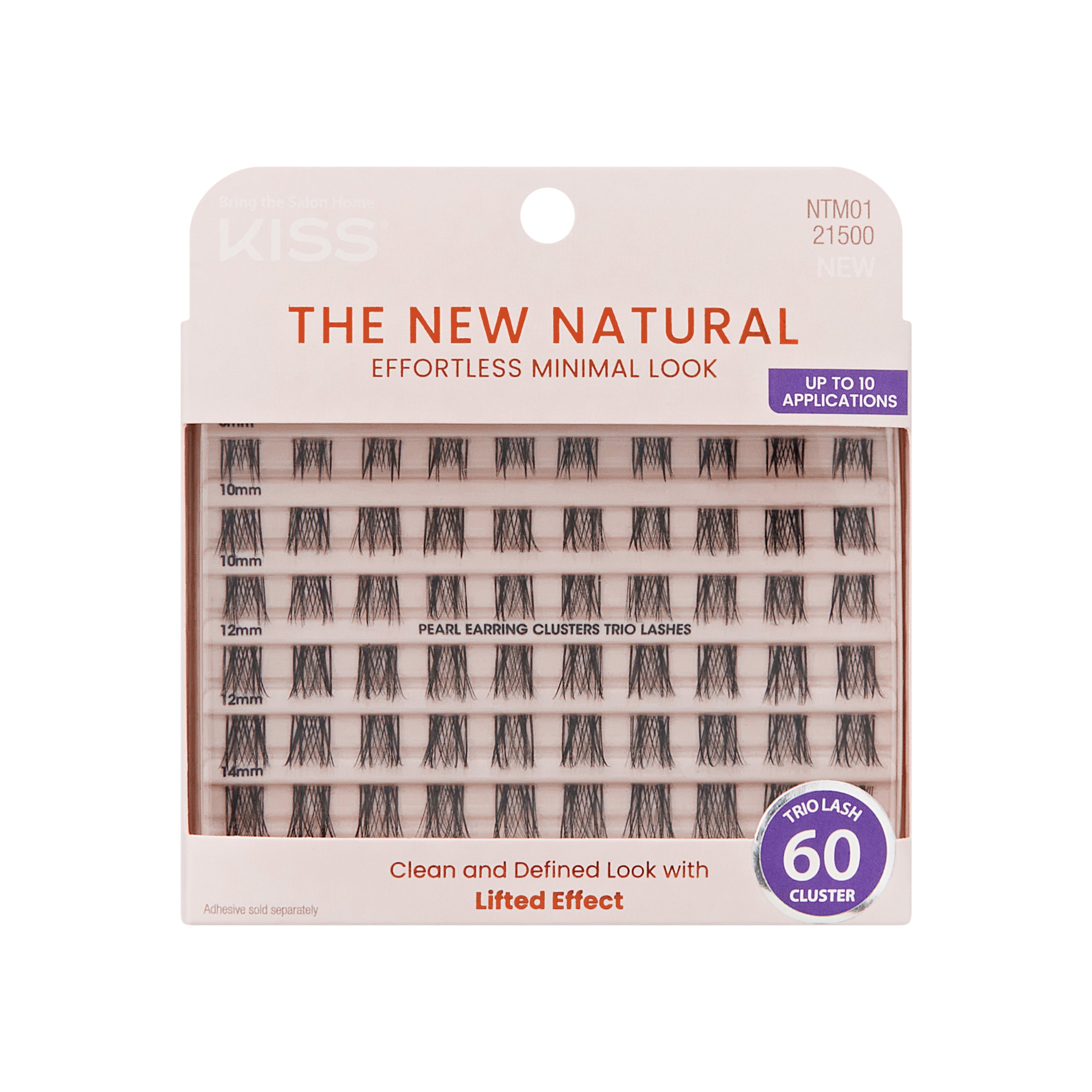 Kiss The New Natural False Eyelashes, Lash Extension Kit, Pearl Earring, 60 Trio Lash Clusters