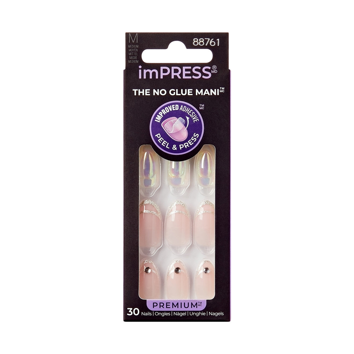 colorFX by imPRESS Press-On Nails, No Glue Needed, Ružová, Short Zaoblený, 30 ks