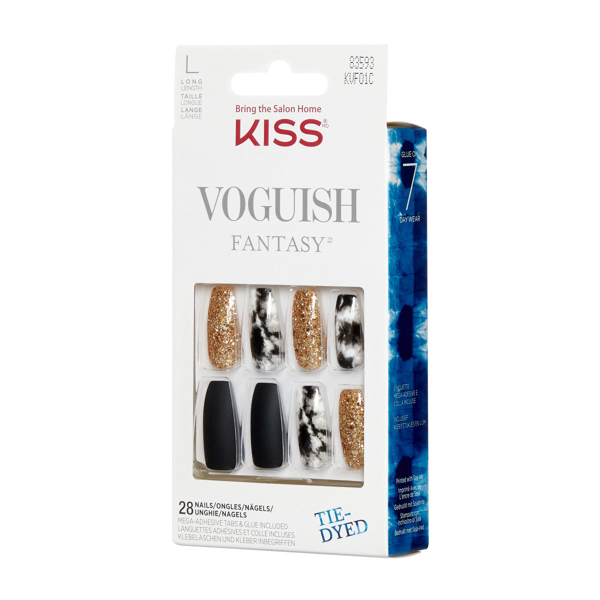 KISS Voguish Fantasy, Press-On Nails, New York, Čierna, Long Coffin, 31 ks