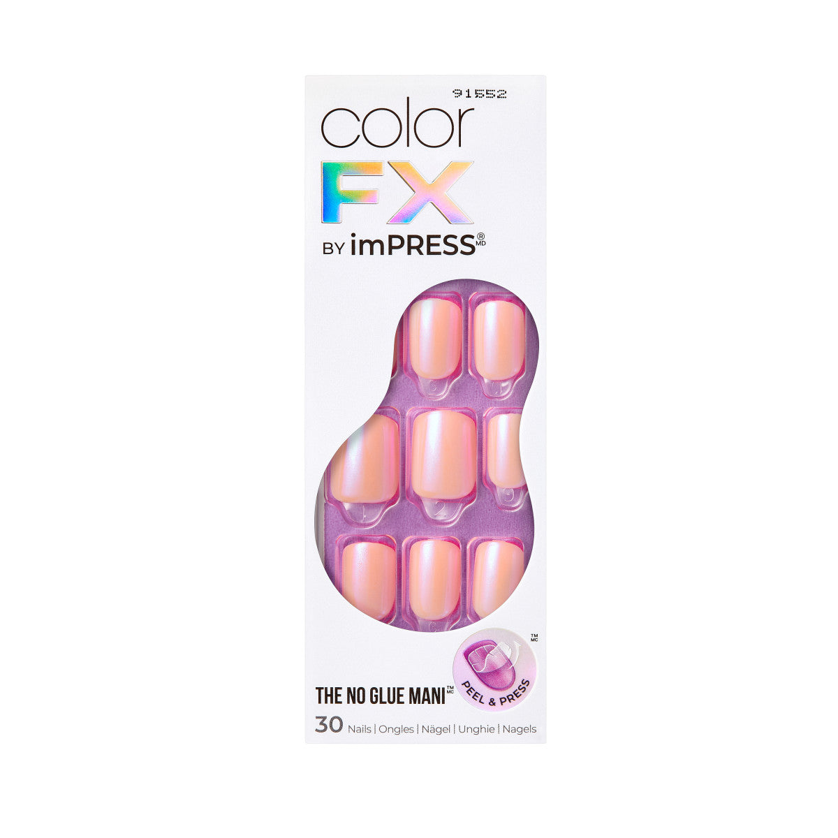 colorFX by imPRESS Press-On Nails, No Glue Needed, Ružová, Short Zaoblený, 30 ks