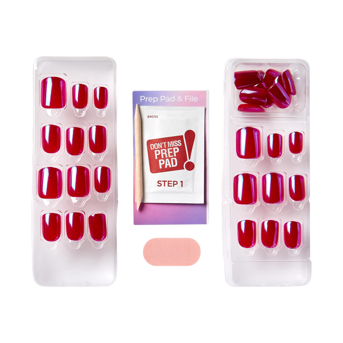 colorFX by imPRESS Press-On Nails, No Glue Needed, Červená, Short Zaoblený, 30 ks