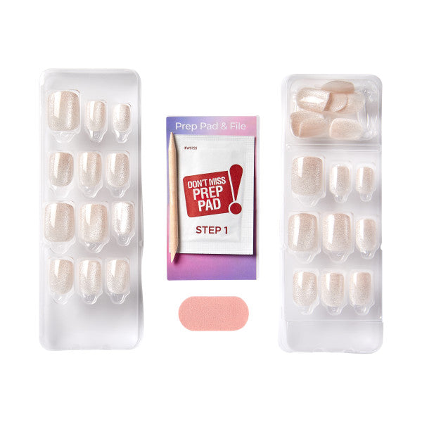 colorFX by imPRESS Press-On Nails, No Glue Needed, Biela, Short Zaoblený, 30 ks