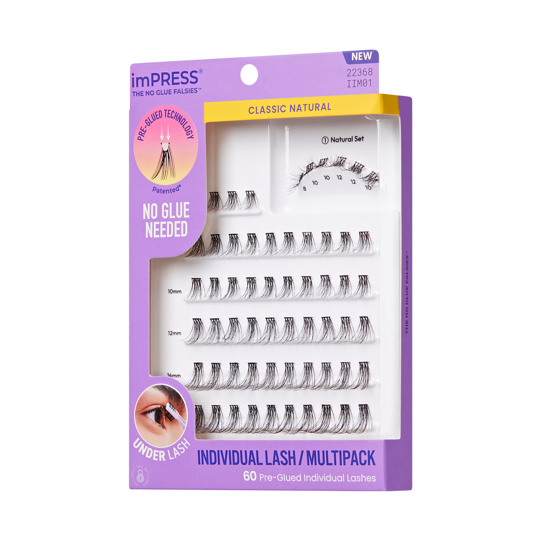 Kiss Impress Pre-Glued Individual Lashes Multipack, Classic Natural, 60 Lash Clusters