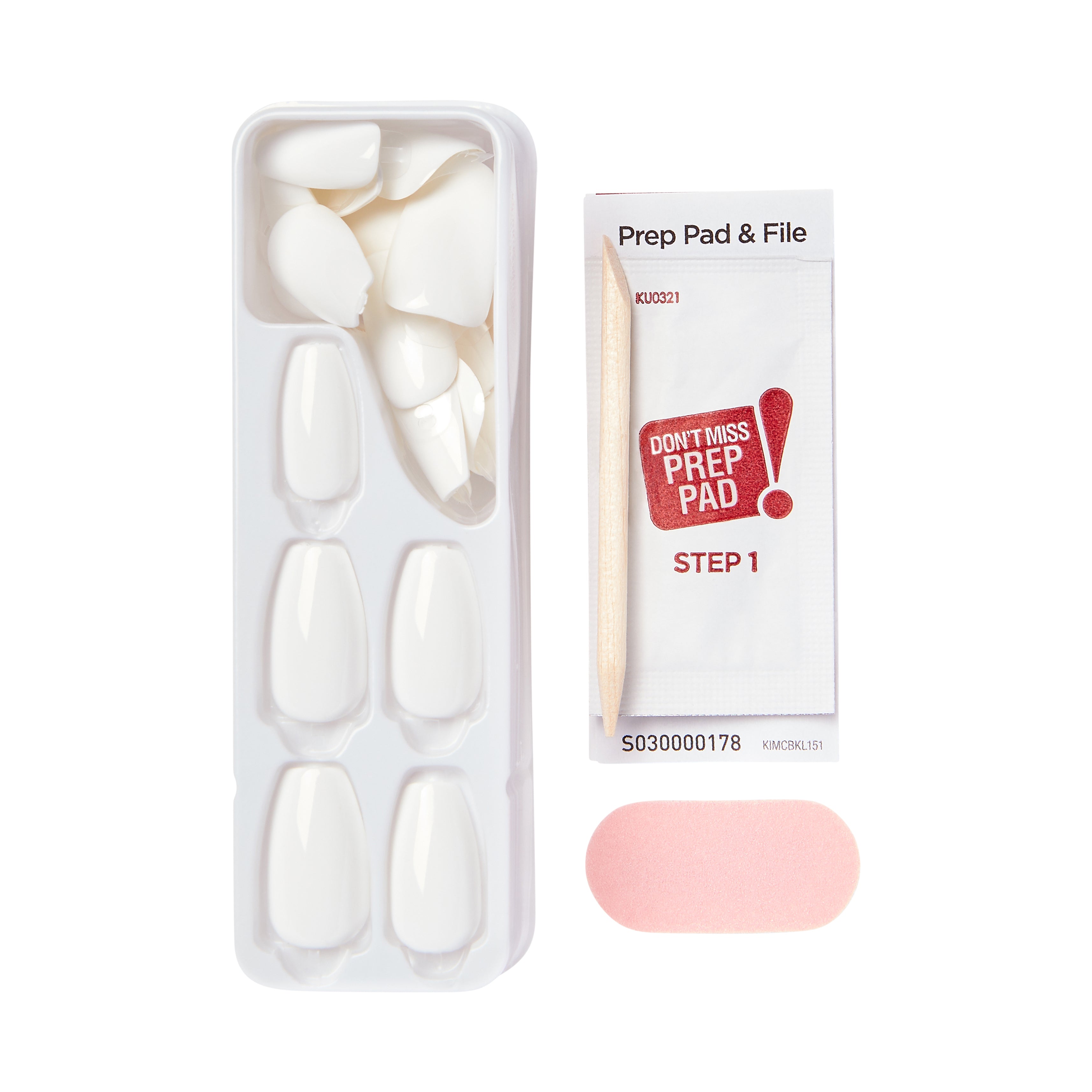 imPRESS Color No Glue Mani Press On Nails, Color, Frosting, Biela, Medium Coffin, 34 ks