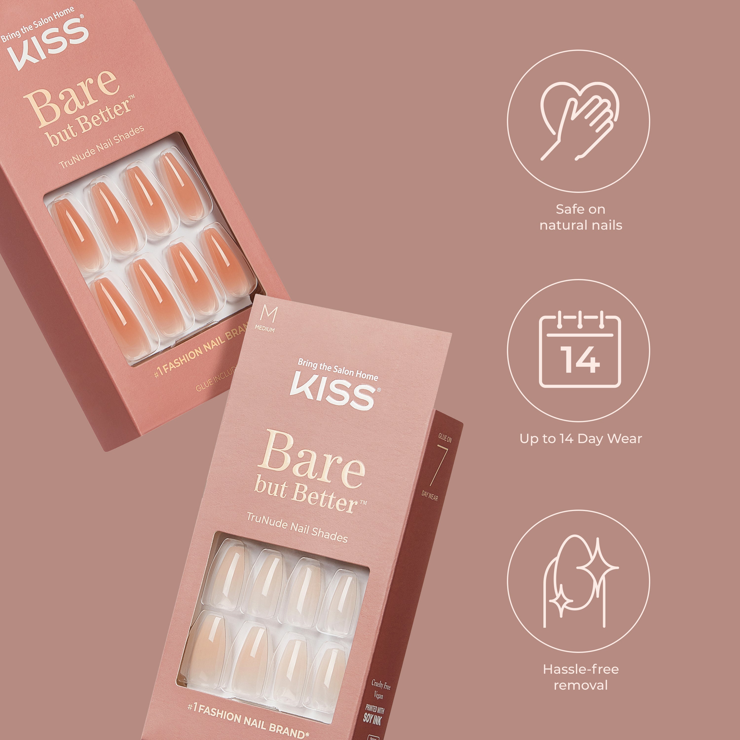 Kiss Bare but Better TruNude Press On Nails, Solid Orange, Short Oval, 28 Ct. (Copy)
