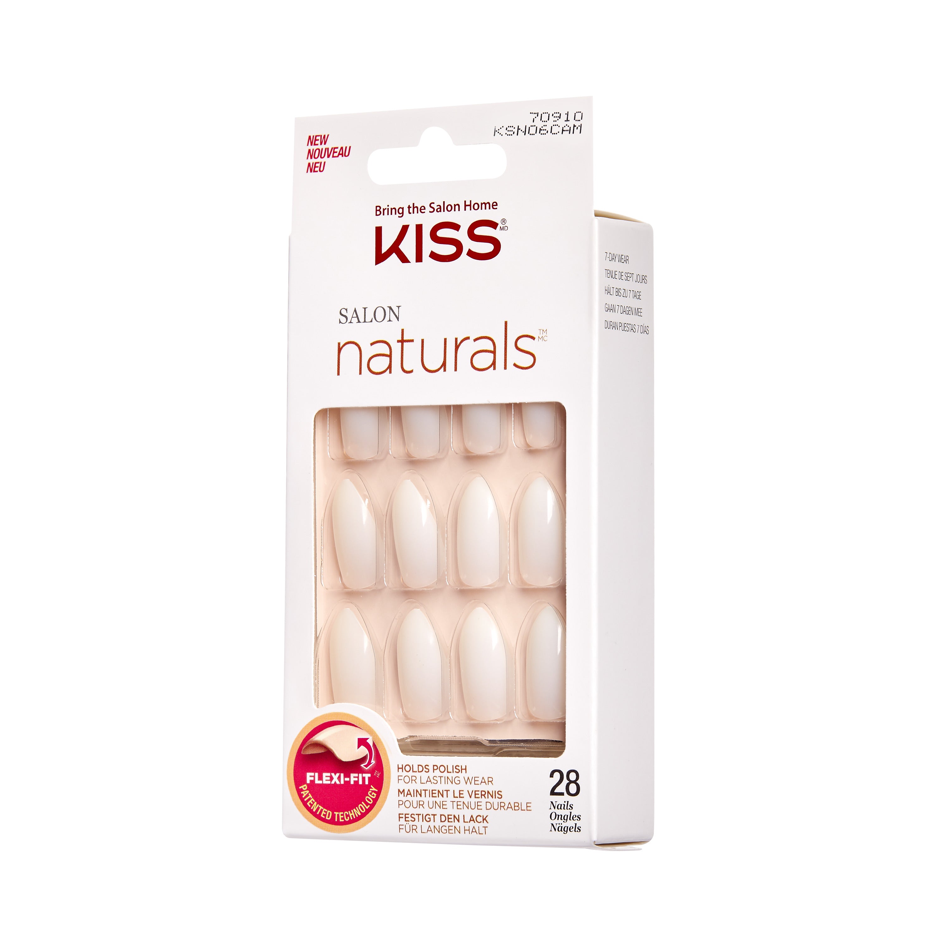 KISS Salon Naturals, Press-On Nails, Hush Now, Biela, 28 ks