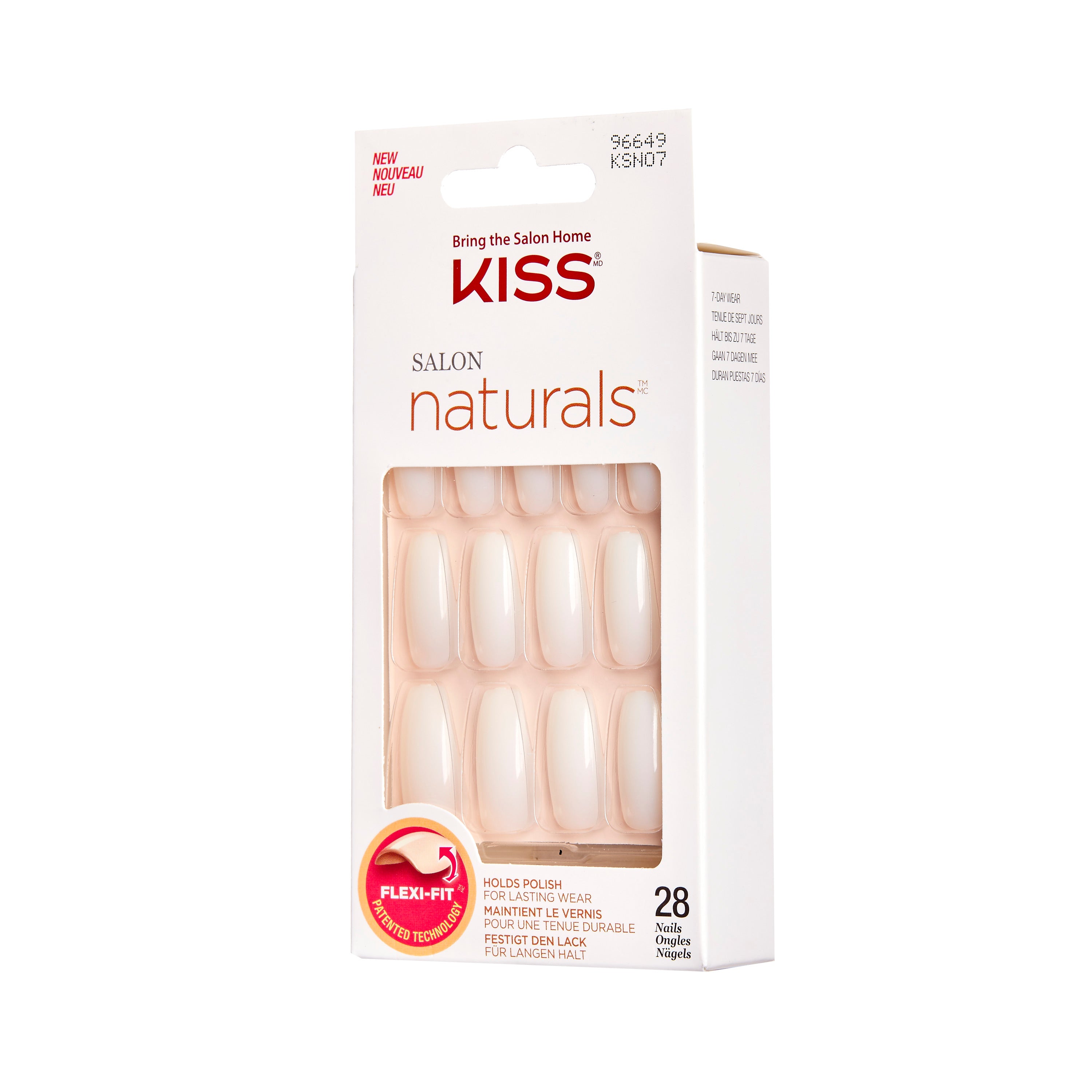 KISS Salon Naturals, Press-On Nails, Walk On Air, Biela, 28 ks