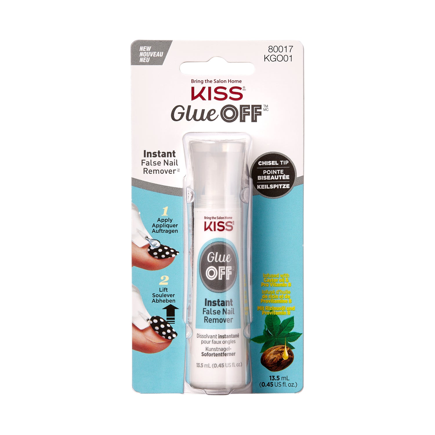 KISS Glue OFF Instant False Nail Remover w. Chisel Tip, 13.5 ml (0.45 fl. oz.)
