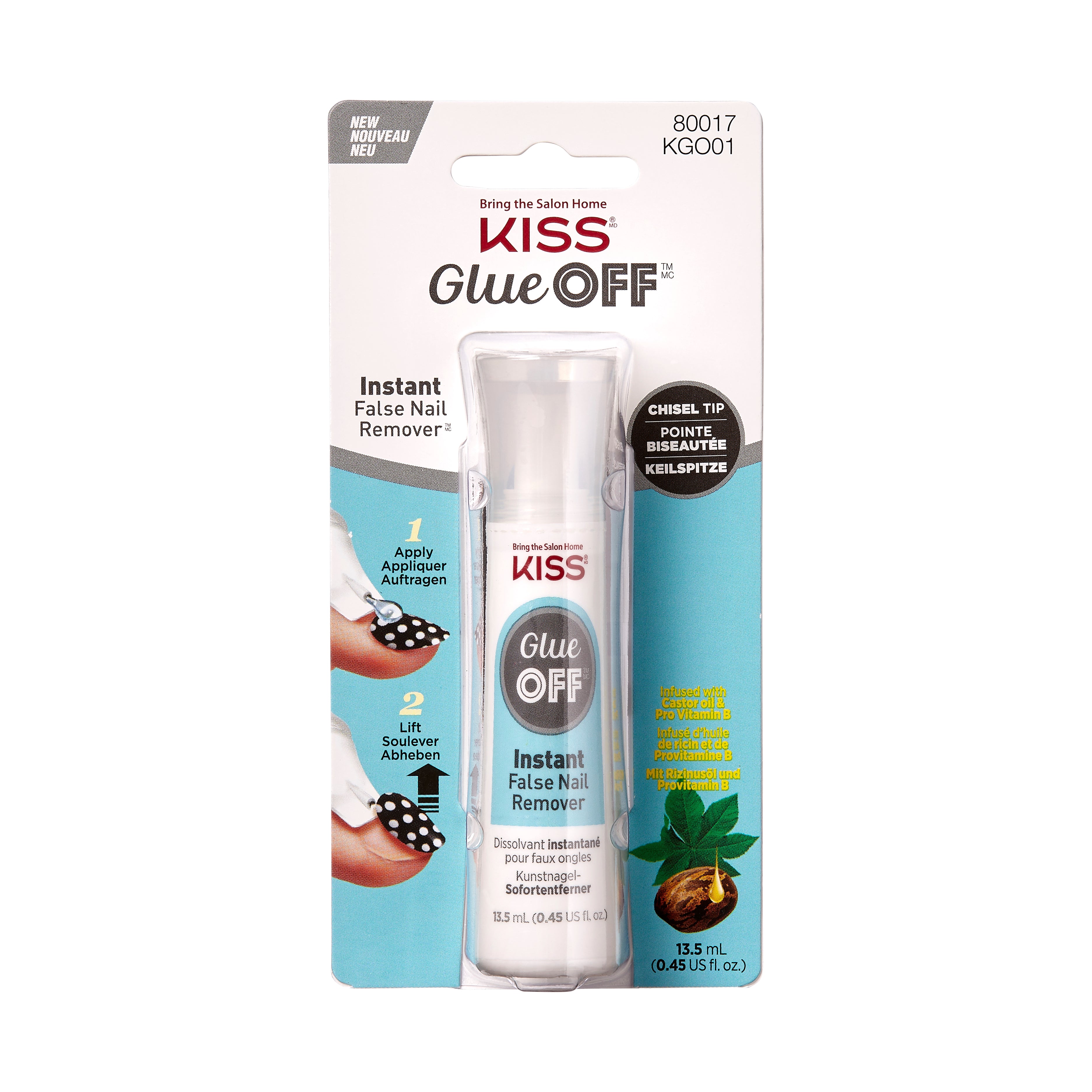 KISS Glue OFF Instant False Nail Remover w. Chisel Tip, 13.5 ml (0.45 fl. oz.)