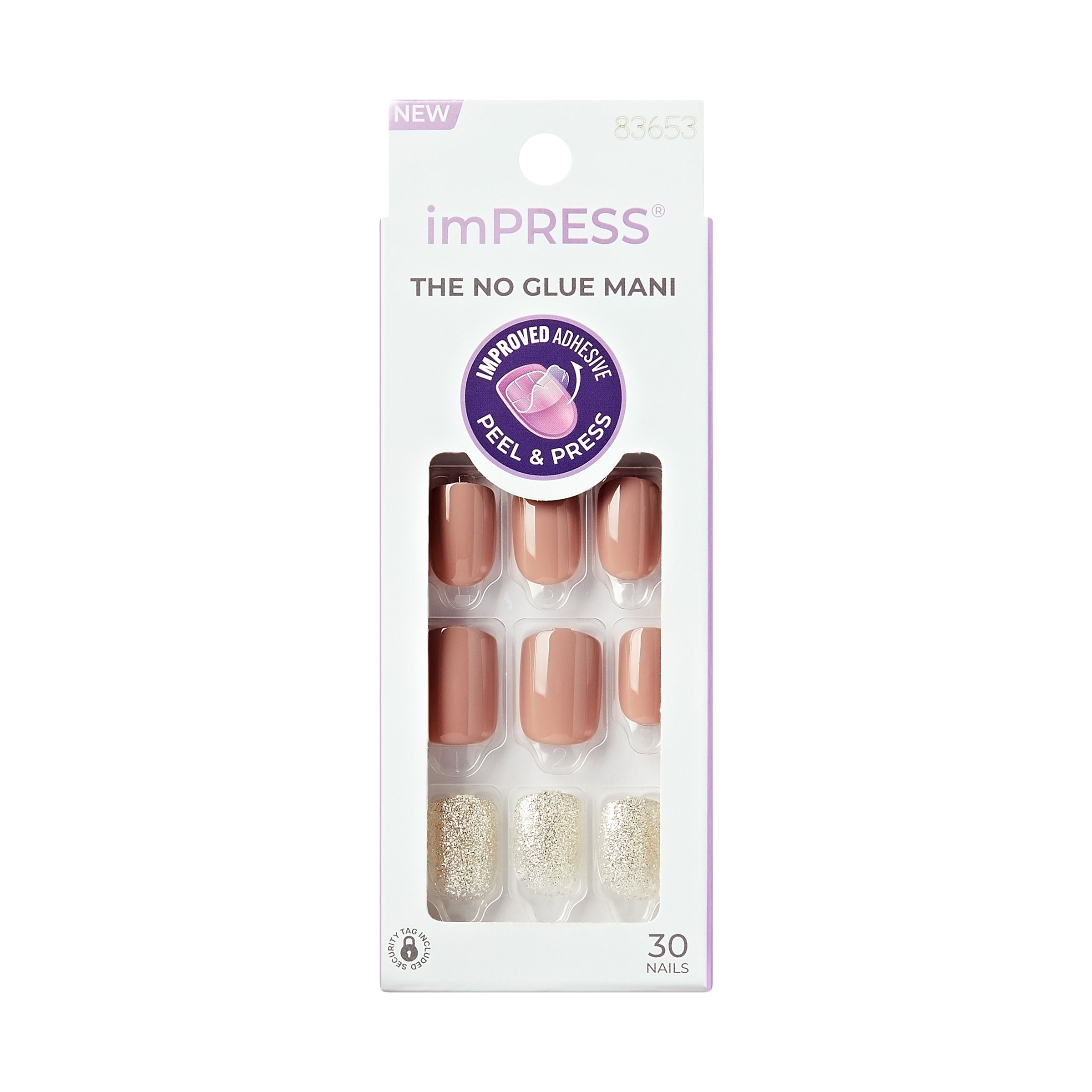 imPRESS Design Press-On Nails, No Glue Needed, Ružová, Short Zaoblený, 33 ks