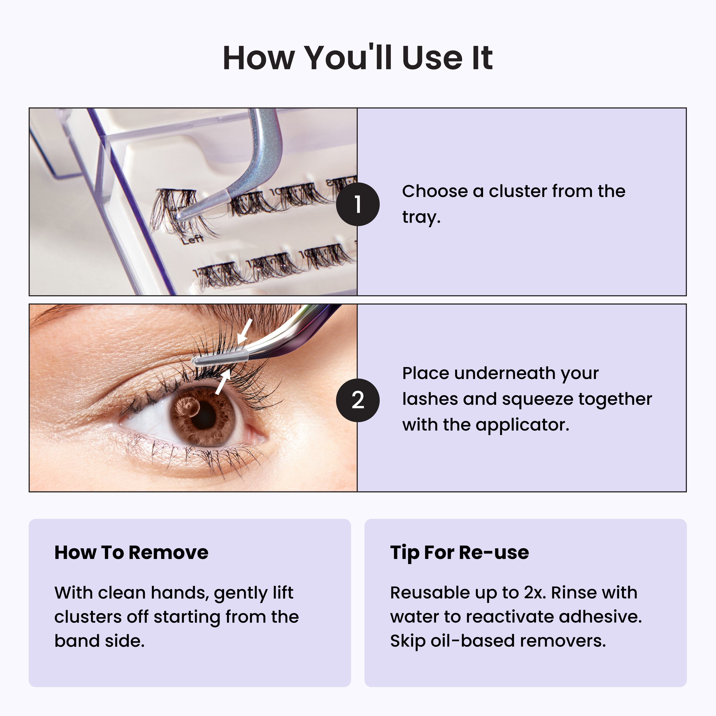 Kiss Impress Long Lasting Pre-Glued Lash Clusters Kit, Demi Wispy, 48 Self Adhesive Eyelashes (Copy)