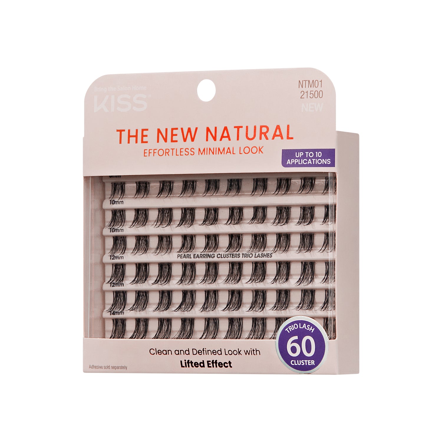 Kiss The New Natural False Eyelashes, Lash Extension Kit, Pearl Earring, 60 Trio Lash Clusters