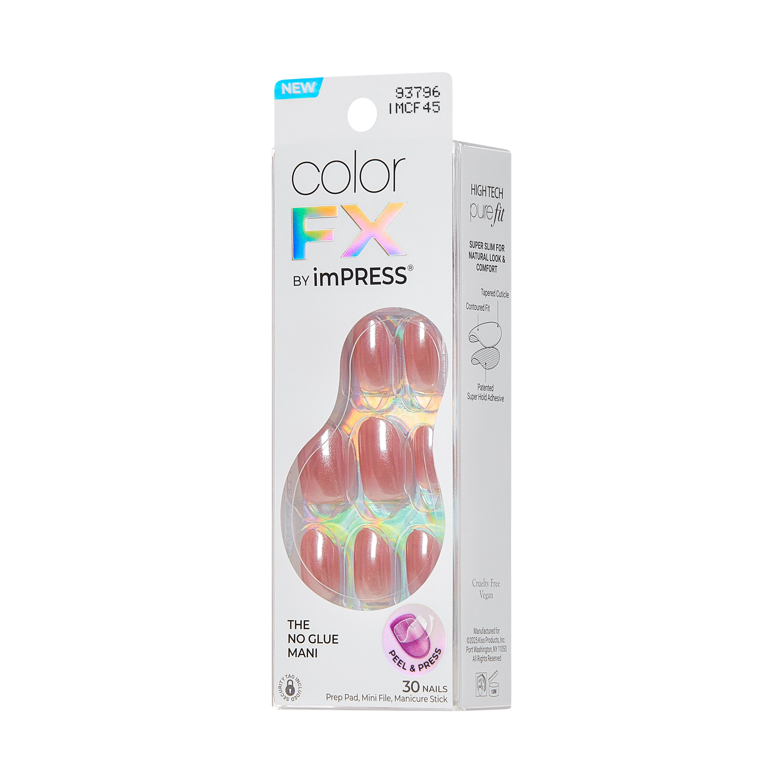 Kiss ColorFX by Impress Press On Nails, ‘Boundless’, Brown, Short Oval, 30 Count