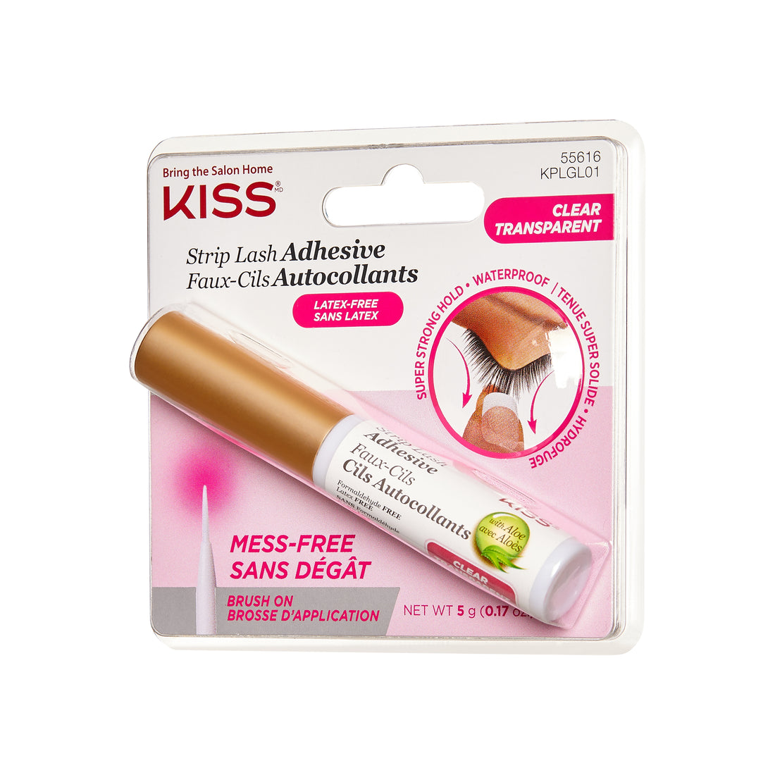 KISS Latex Free Brush-On Strip Eyelash Adhesive, Net Wt. 5g (0.17 oz.) - Bezfarebná