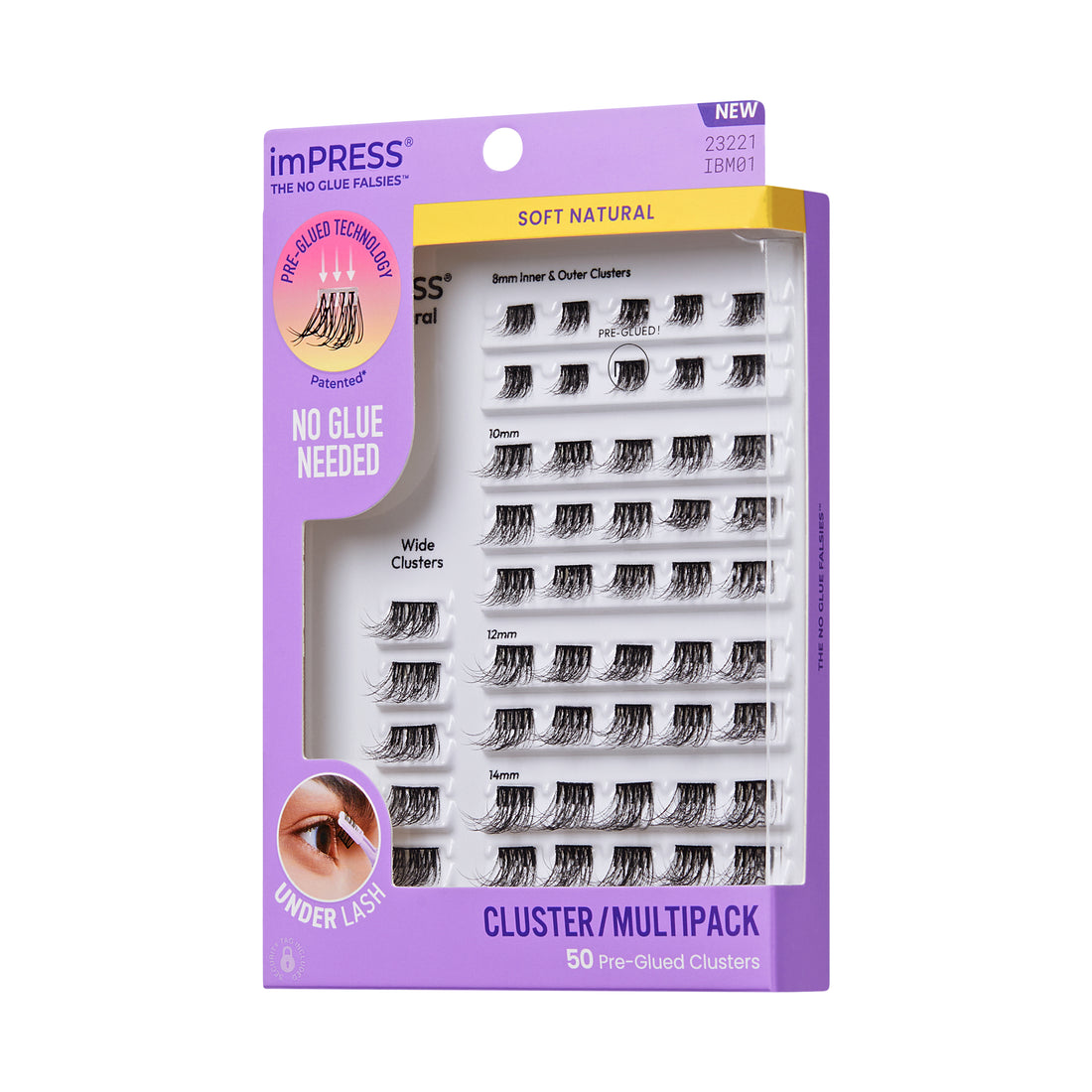 Kiss Impress Pre-Glued Lash Clusters Multipack, Soft Natural, 50 Self Adhesive Eyelashes