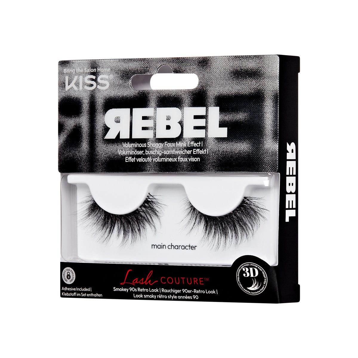 KISS Lash Couture Rebel Collection False Eyelashes Single Pack, main character, 1 Pair