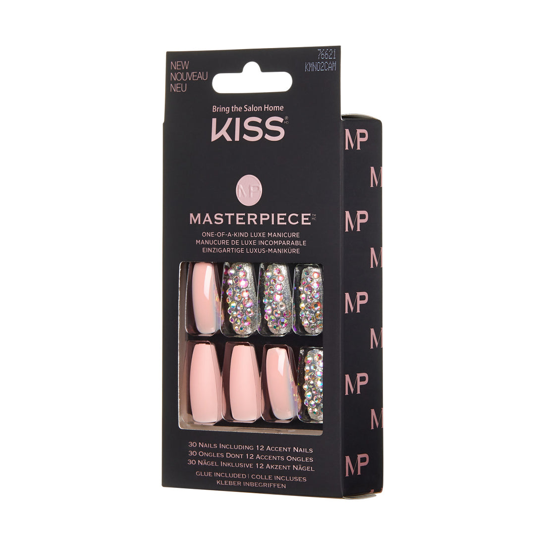 KISS Masterpiece, Press-On Nails, Every time I Slay, Pink, Long Coffin, 30ct