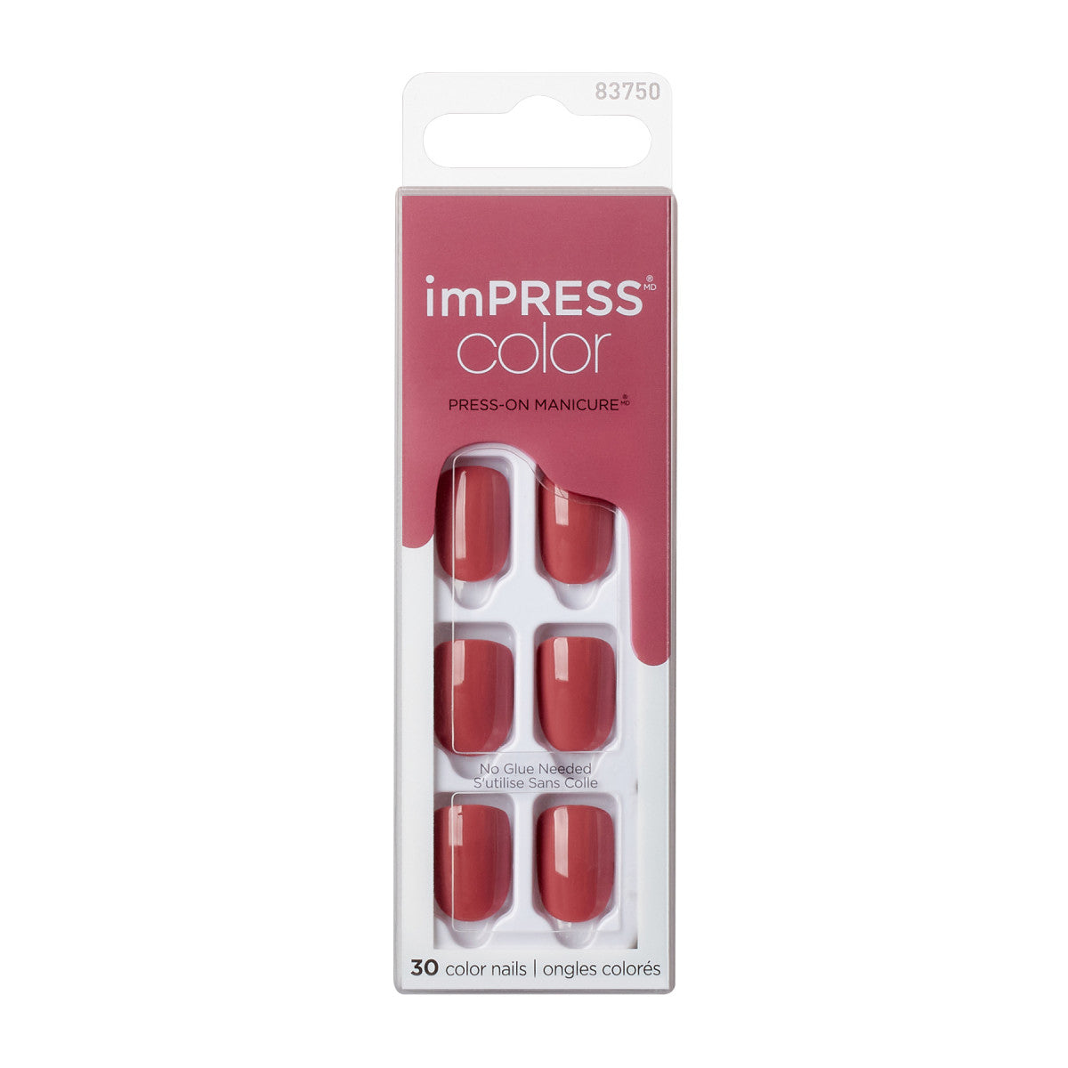 imPRESS Color No Glue Mani Press-On Nails, No Glue Needed, Ružová, Short Zaoblený, 33 ks