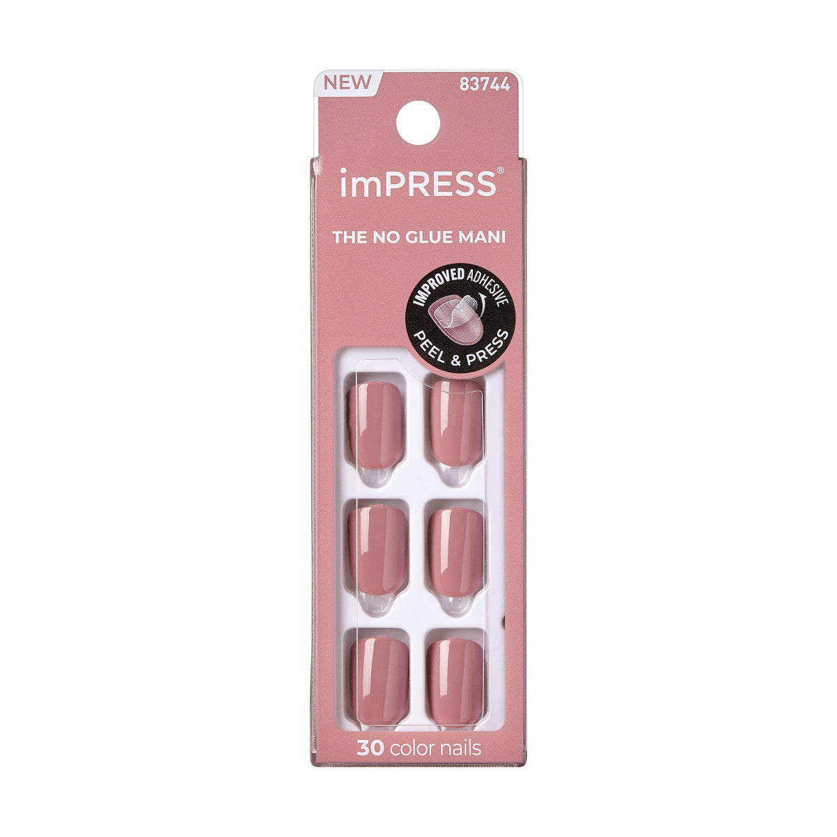 imPRESS Color No Glue Mani  Press-On Nails, No Glue Needed, Ružová, Short Zaoblený, 33 ks