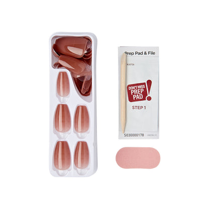 KISS imPRESS No Glue Mani Press On Nails, Color, Flare, Beige, Med Coffin, 30ct