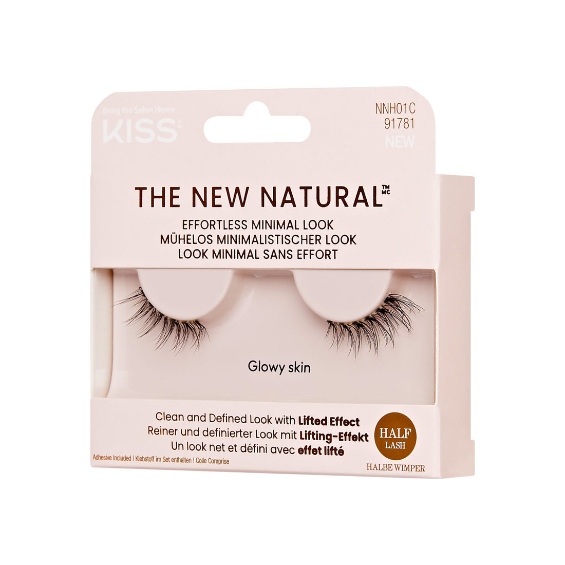 KISS The New Natural, False Eyelashes, Glowy Skin, 12mm, 1 Pair