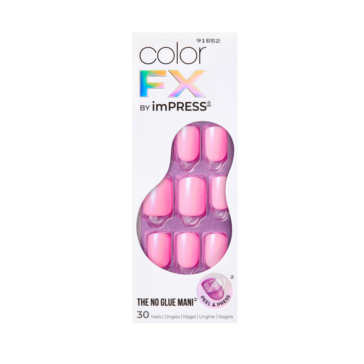 colorFX by imPRESS  Press-On Nails, No Glue Needed, Ružová, Short Zaoblený, 30 ks