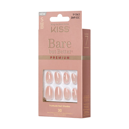 KISS Bare but Better Premium Press-On Nails, ‘Slay’, Telová, Short Mandľový, 33 ks