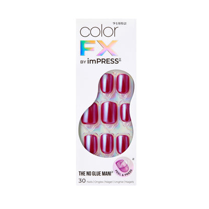 colorFX by imPRESS  Press-On Nails, No Glue Needed, Červená, Short Zaoblený, 30 ks