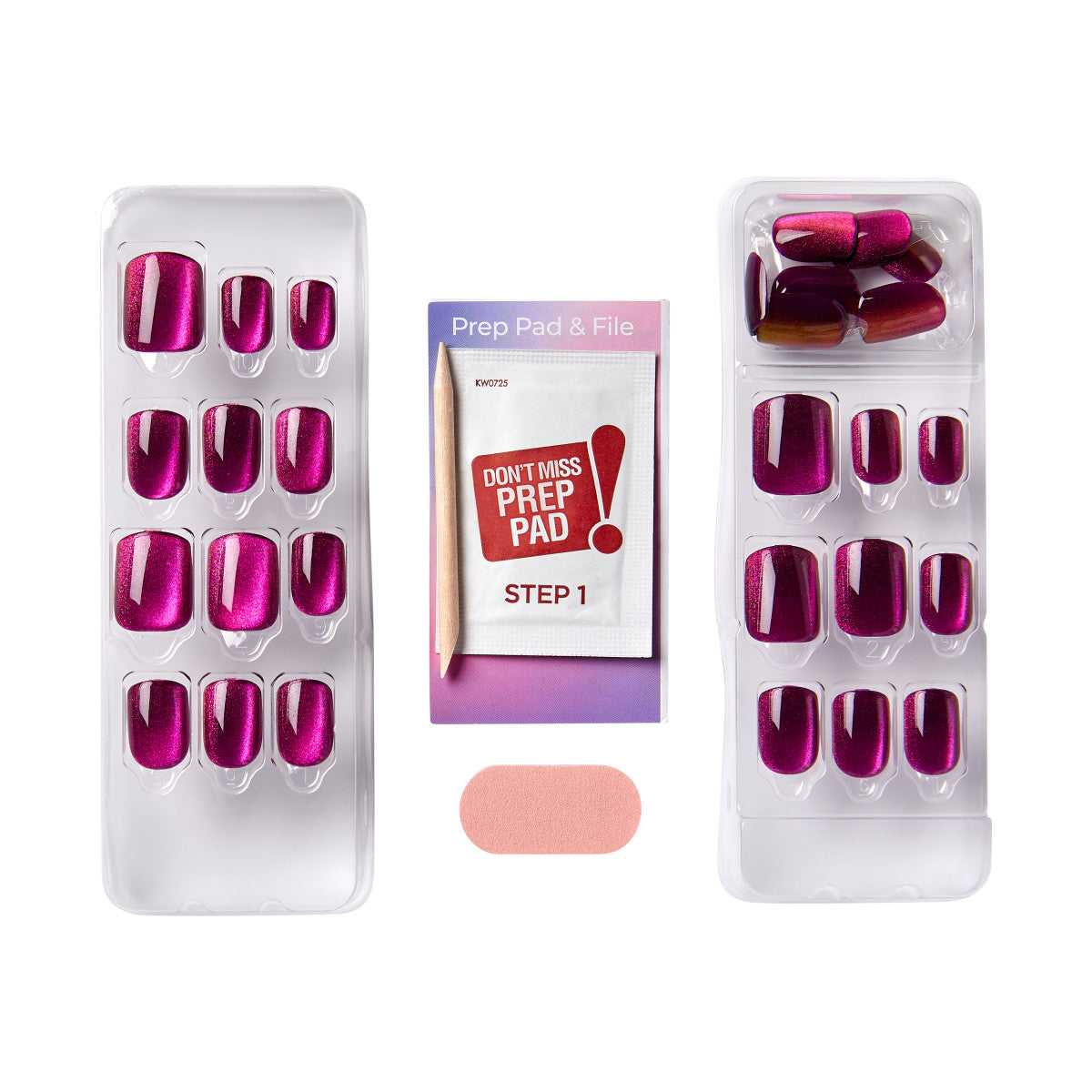 KISS imPRESS No Glue Mani Press On Nails, Color FX, Levels, Pink, Short Squoval, 30ct