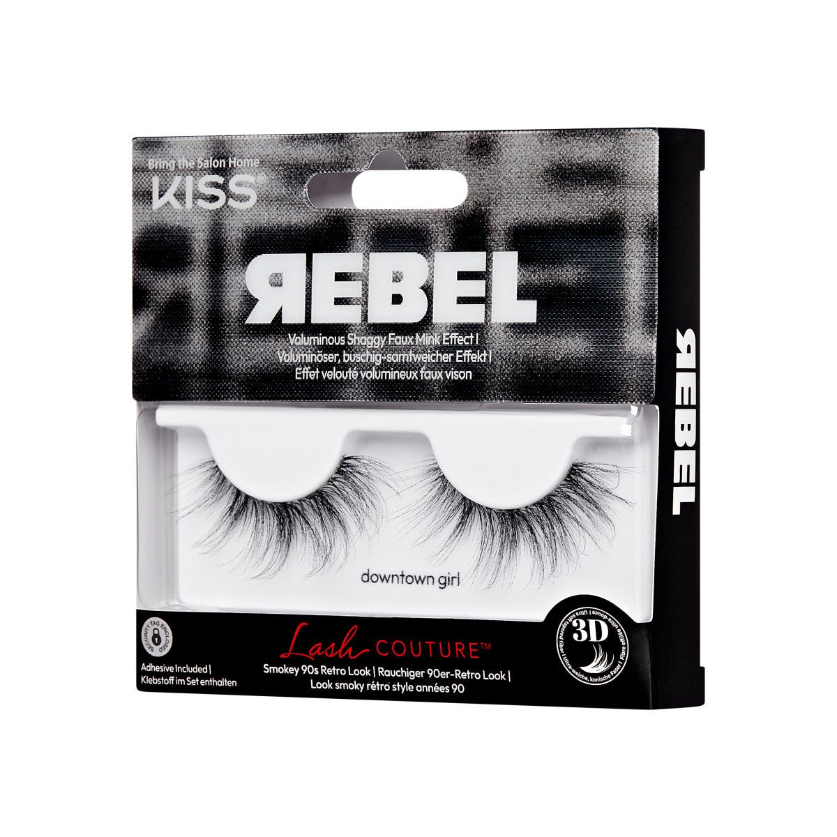 KISS Lash Couture Rebel Collection False Eyelashes Single Pack, downtown girl, 1 Pair