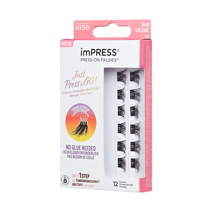 KISS imPRESS Lash Clusters, imPRESS Falsies, Bold Volume, 12mm-14mm, 12 Clusters