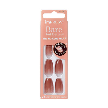 imPRESS Color Bare but Better Press-On Nails, No Glue, Neutrálna, Medium Coffin, 30 ks