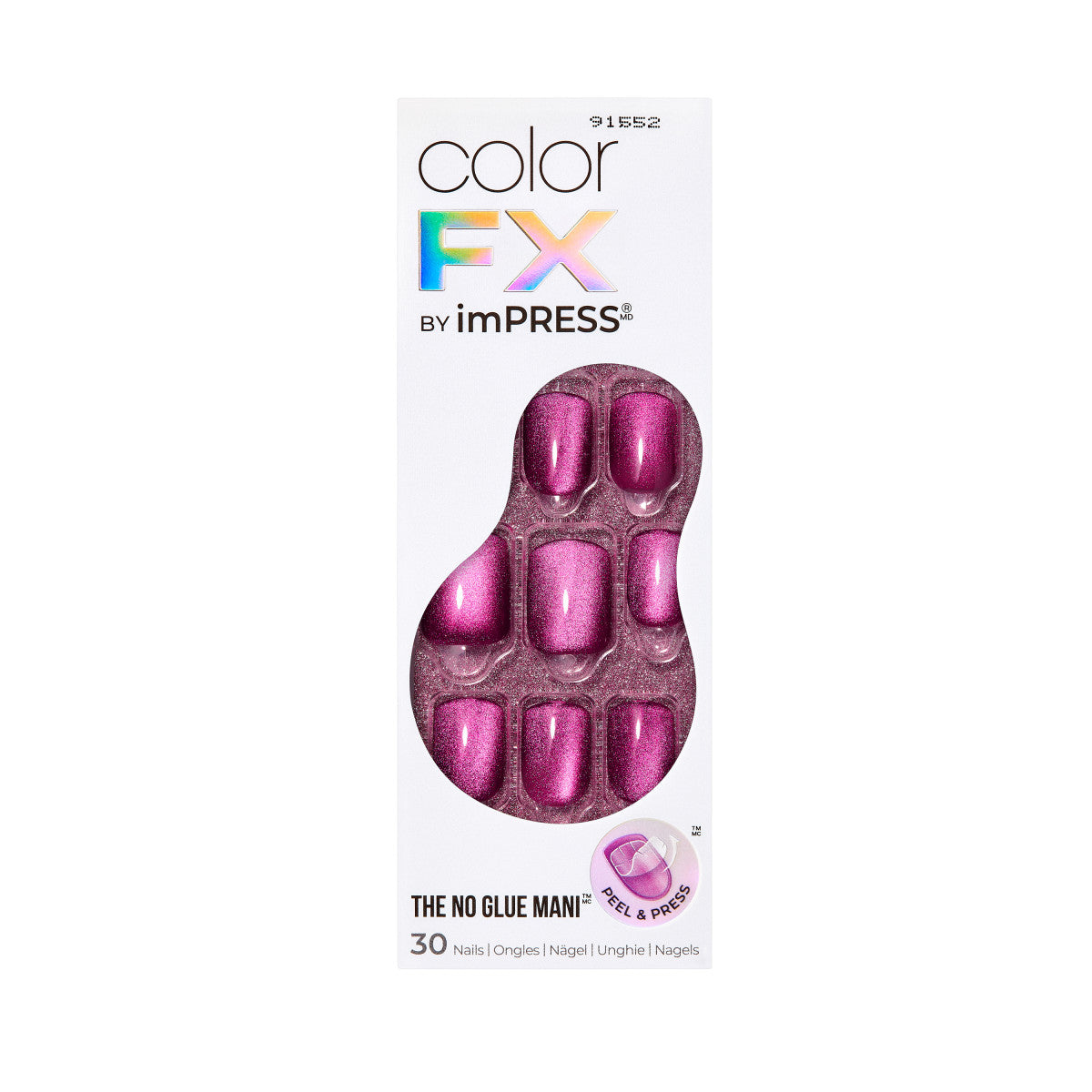 colorFX by imPRESS  Press-On Nails, No Glue Needed, Ružová, Short Zaoblený, 30 ks