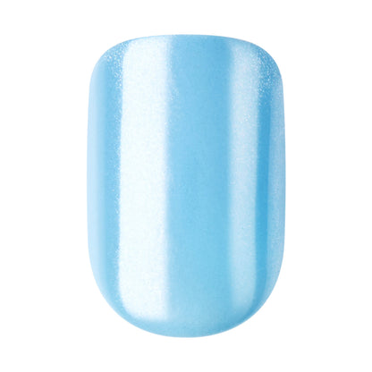 KISS imPRESS No Glue Mani Press On Nails, Color FX, Meta, Blue, Short Squoval, 30ct