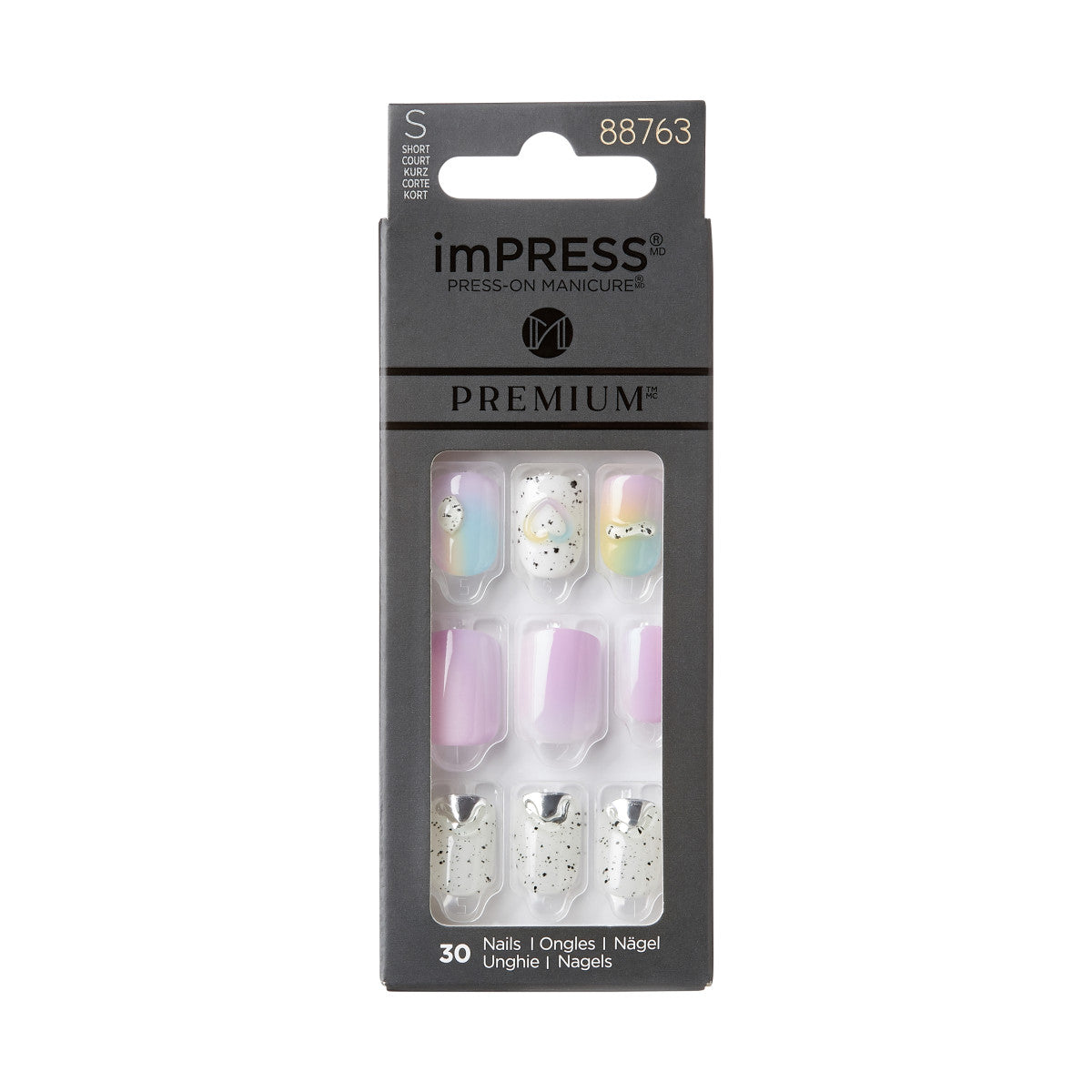 colorFX by imPRESS  Press-On Nails, No Glue Needed, Viacfarebná, Short Zaoblený, 30 ks