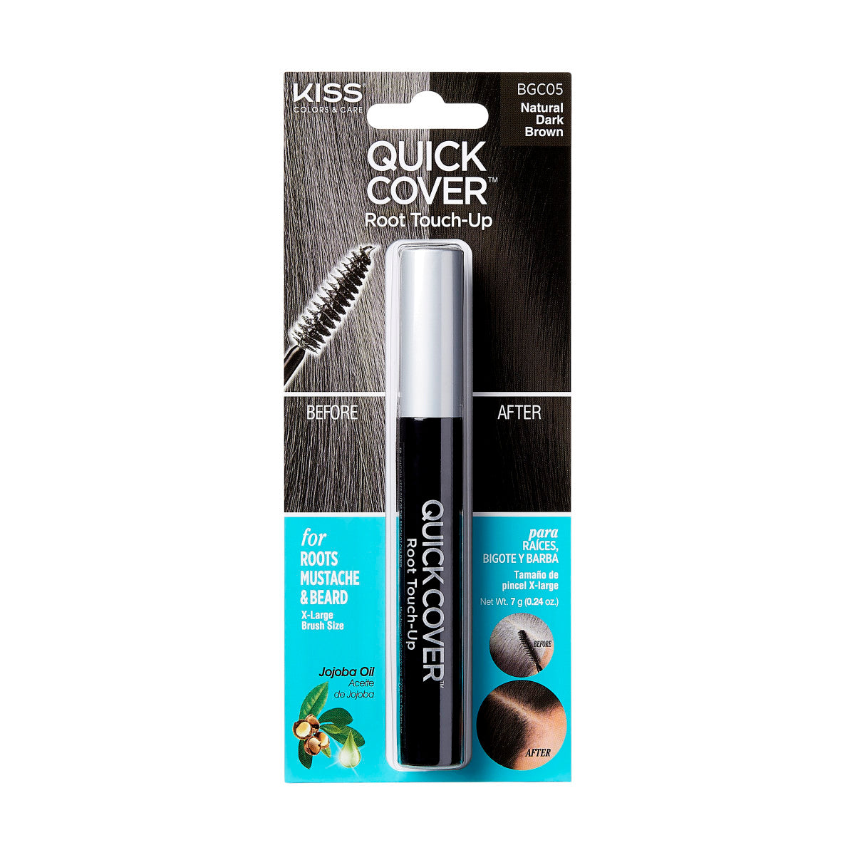 KISS Quick Cover Brush-in Color Touch up, Natural Dark Brown