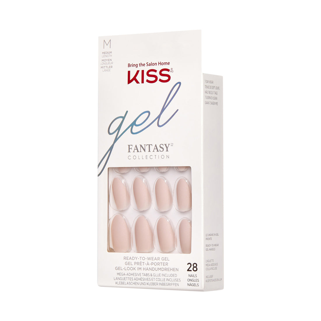 KISS Gel Fantasy, Press-On Nails, Wait n See, Ružová, Medium Mandľový, 31 ks