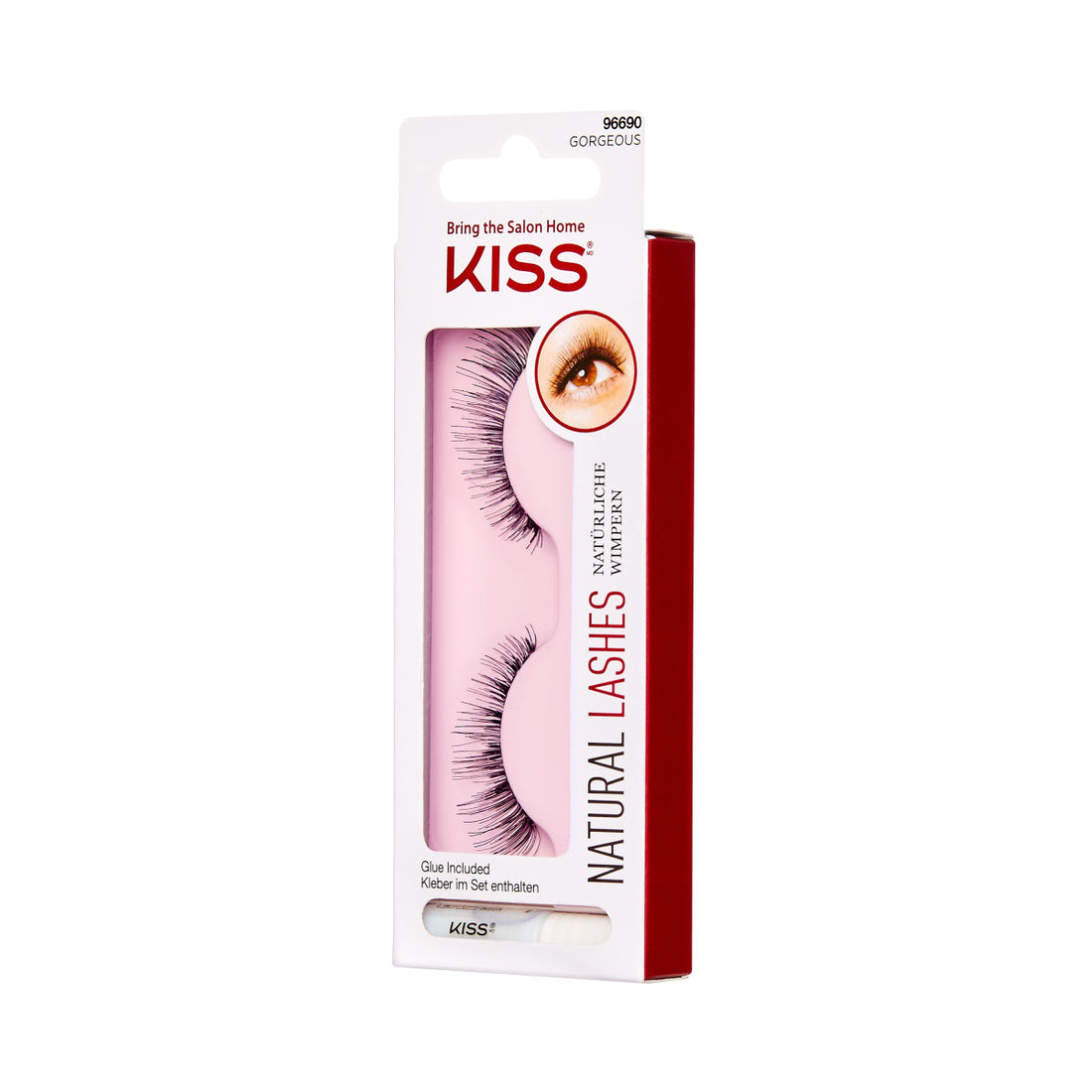 KISS Natural Lashes, Style ‘Gorgeous’, 1 Pair &amp; Lash Glue Net Wt. 1g (0.035.oz.)