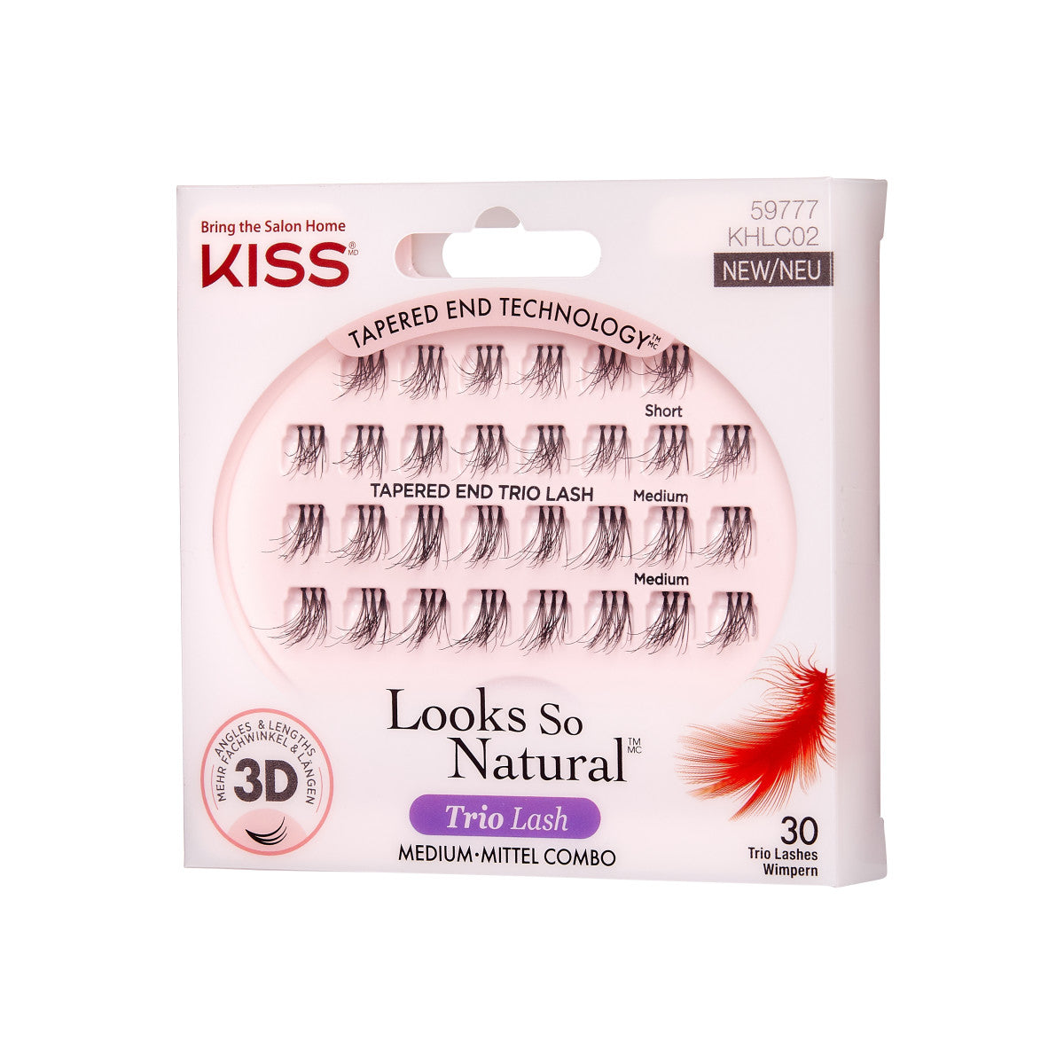 KISS Looks So Natural Trio Lash Clusters, Lavish, Medium Combo Pack, 32 ks