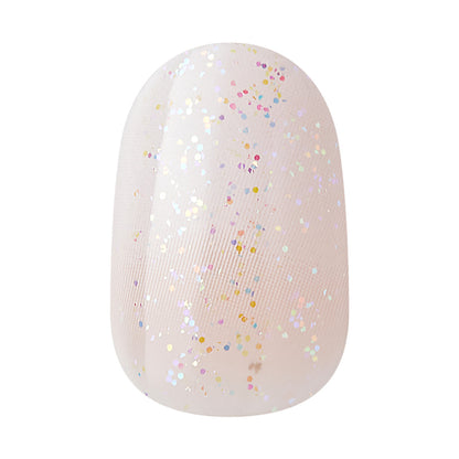 KISS Gel Fantasy Dreamdust, Press-On Nails, Silver Spoon, White, Short Oval, 28ct