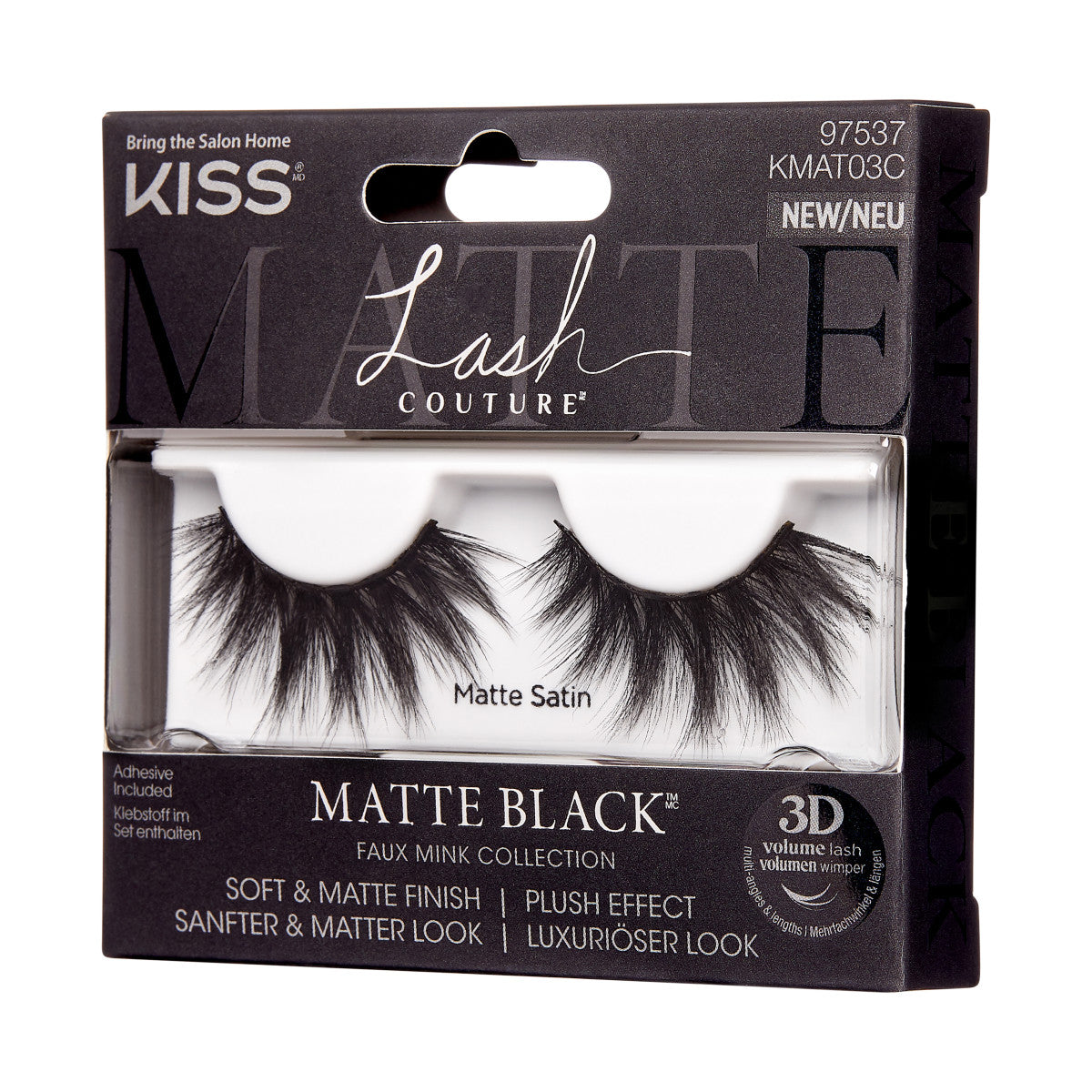 KISS Lash Couture 3D Matte, False Eyelashes, Matte Satin, 16 mm, 1 Pair