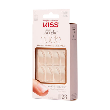 KISS Salon Acrylic Nude French Press-On Nails, Sensibility, French, Short Hranatý, 31 ks