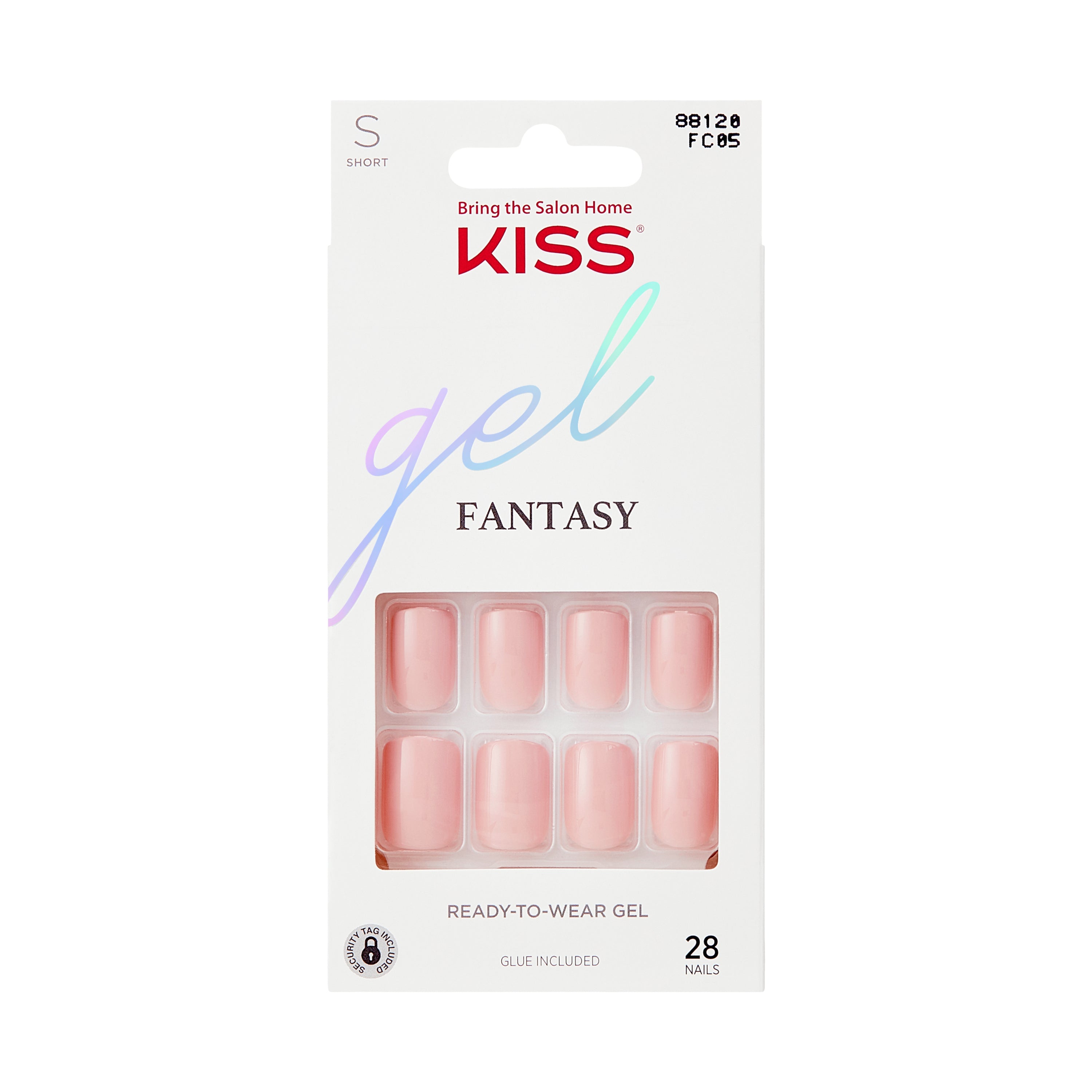Kiss Gel Fantasy pevné nalepovacie nechty, sivé, krátke, štvorcovo-oválny tvar, 28 ks.