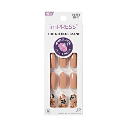 Impress Design nalepovacie nechty, bez potreby lepidla, béžové, stredná dĺžka, mandľový tvar, 30 ks.