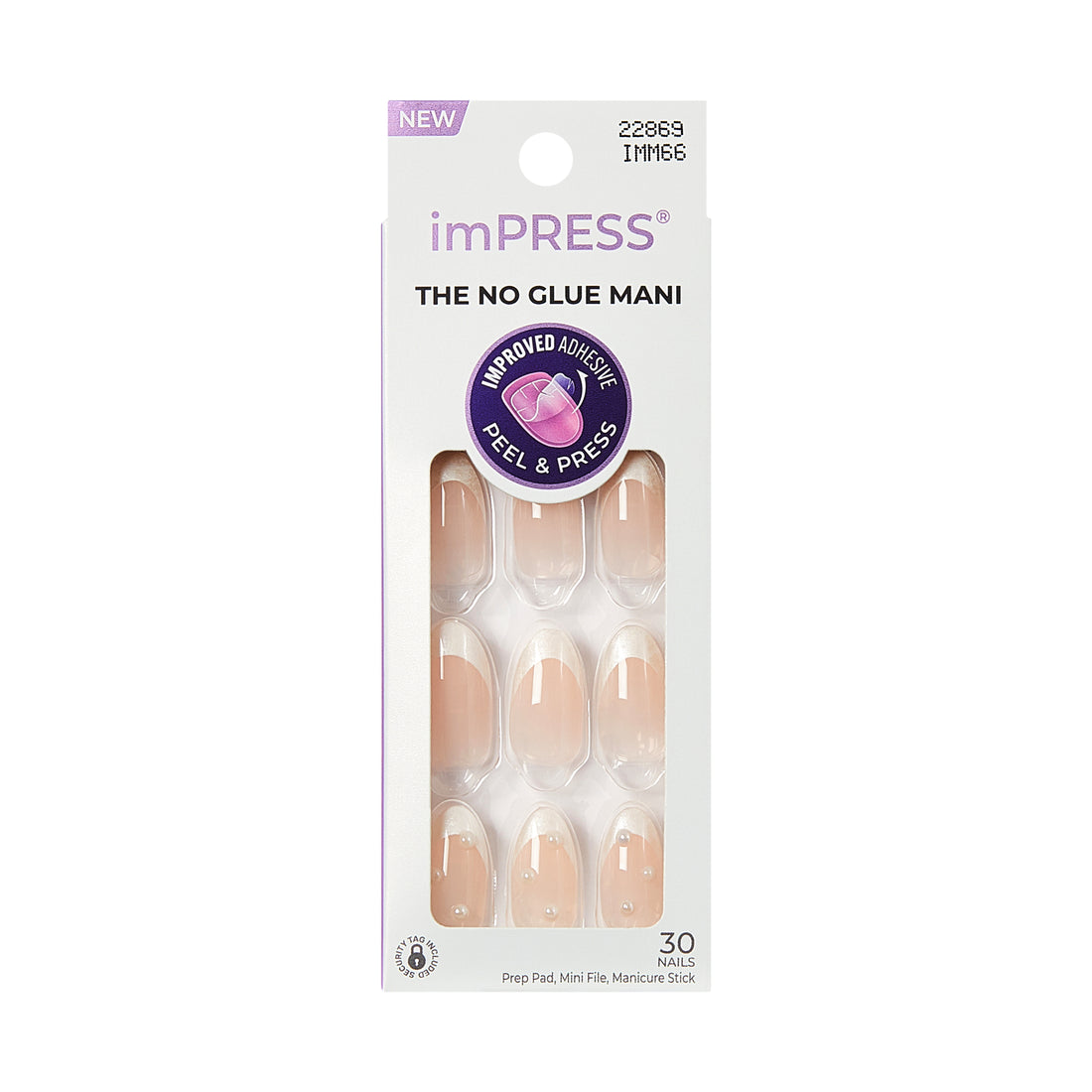 KISS imPRESS Press On Nails Almond, ‘Chills’, White, Medium, 30 Count