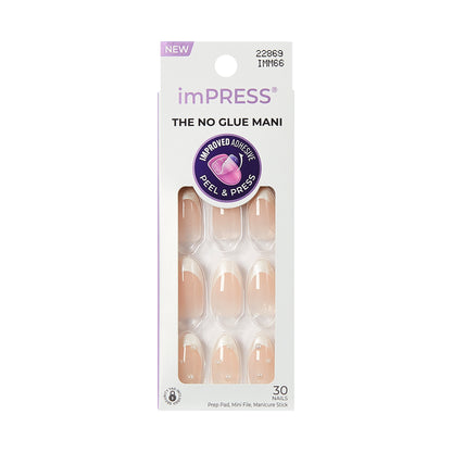 KISS imPRESS Press On Nails Almond, ‘Chills’, White, Medium, 30 Count