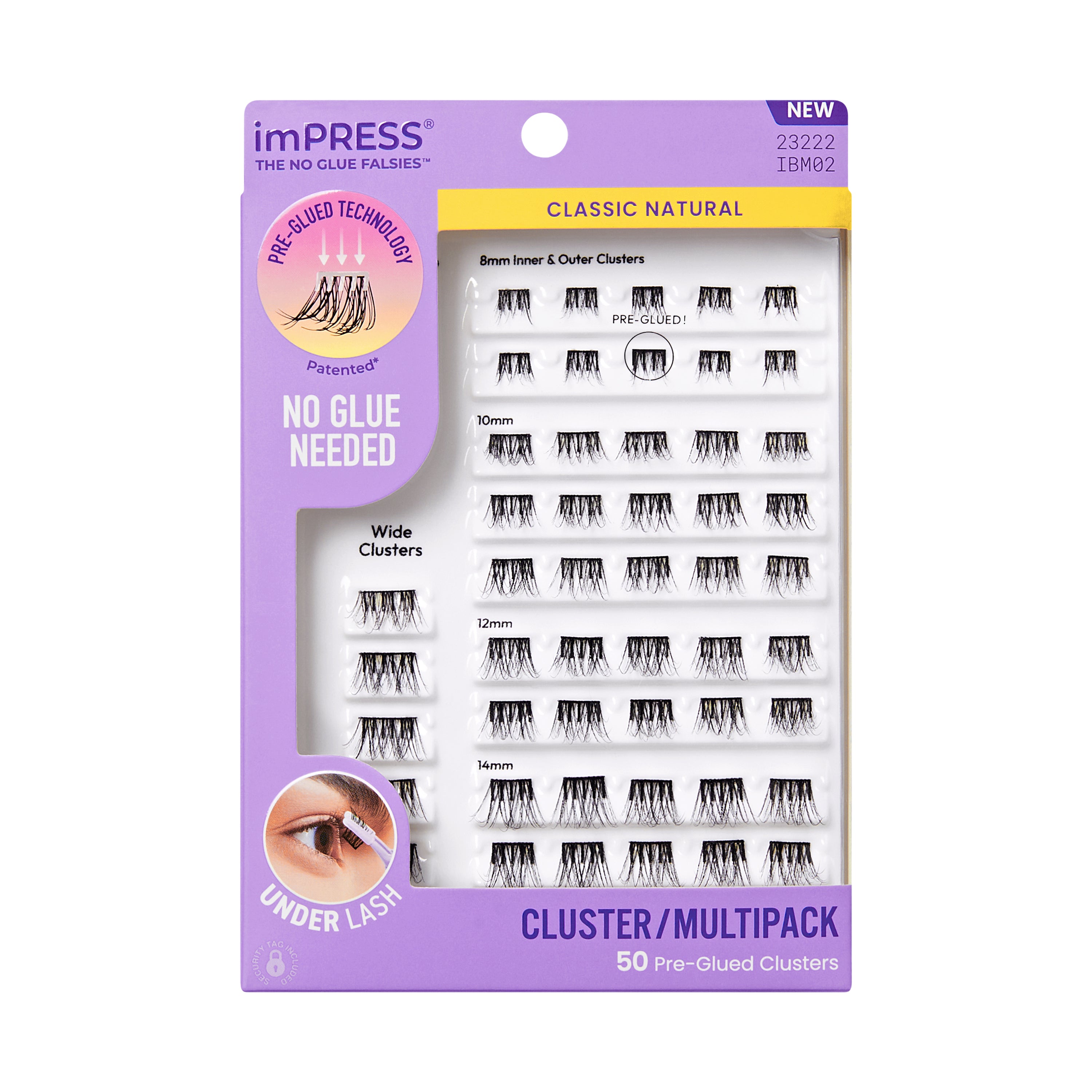 Kiss Impress predlepené trsy rias, klasické prírodné, 50 samolepiacich rias