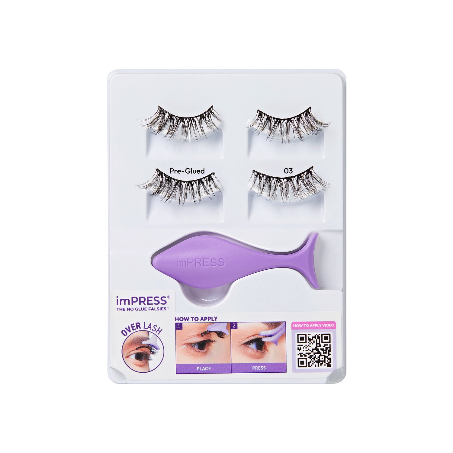 KISS imPRESS Pre-Glued Strip Lashes Kit, Classic Wispy, 2 Pair Self Adhesive Eyelashes