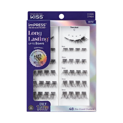 Sada predlepených trsových rias Kiss Impress Long Lasting, Demi Bold, 48 samolepiacich rias